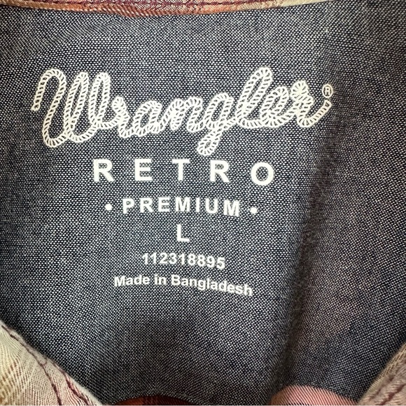 Wrangler Retro Premium Western Snap Plaid Shirt L - Picture 2 of 8